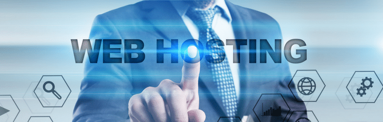 image with icons and graphics representing web hosting
