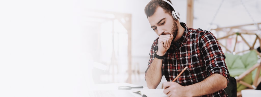 man writing tutorial hero