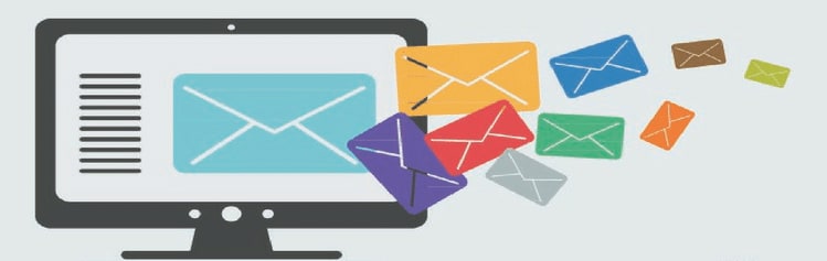 image of electronic envelopes coming out of a computer