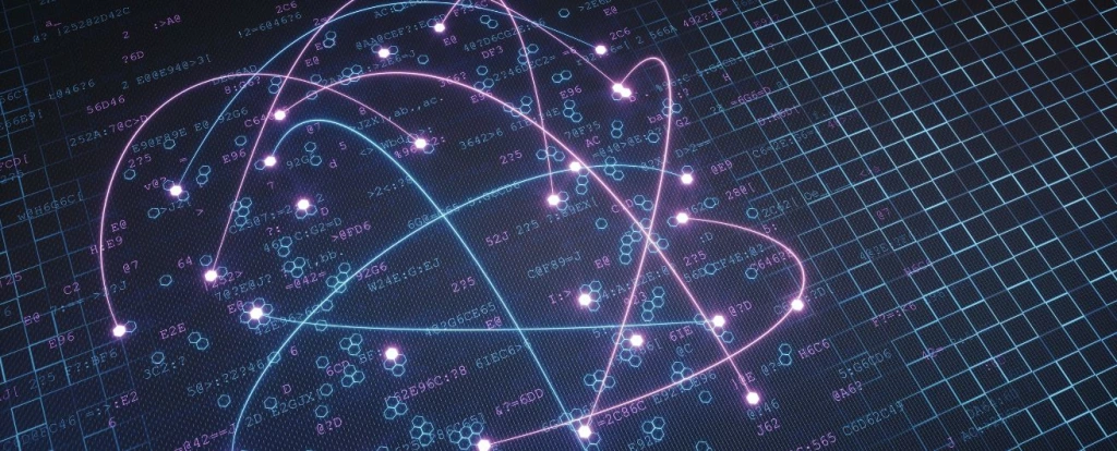 Tech grid with numbers and information being shared