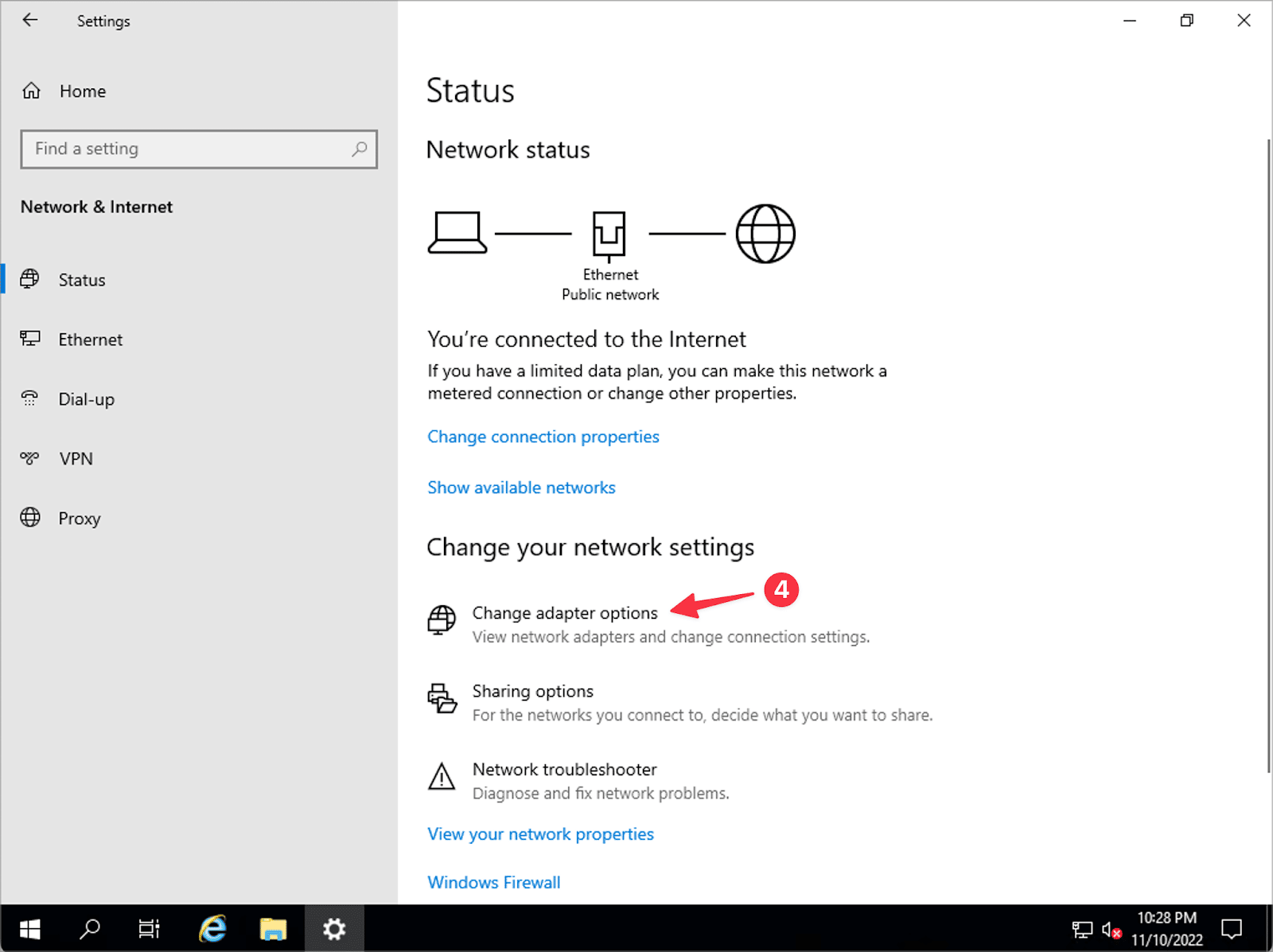 Change adapter options