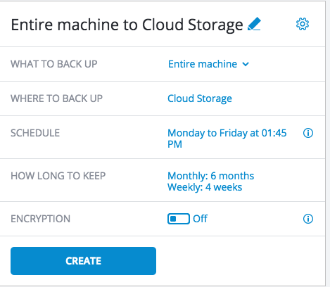 Enter the details of the backup plan