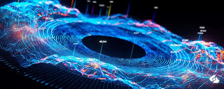 A decorative image showing data processing & distribution.