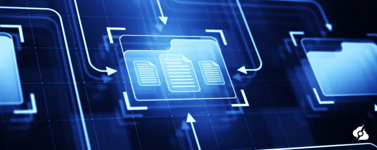 A decorative image showing large file hosting and sharing.