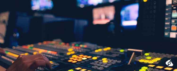 A decorative image showing broadcasting and live streaming.