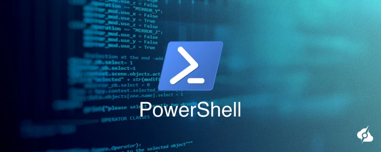 A decorative image showing the Windows PowerShell logo.