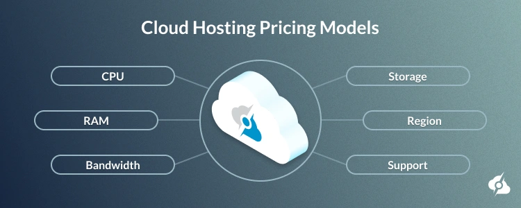 An infographic showing the factors determining the cloud server hosting costs.