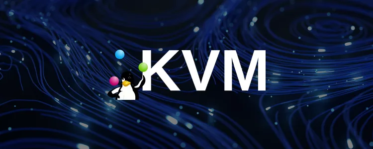 KVM logo with cartoon penguin