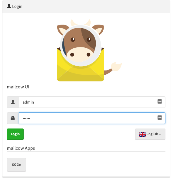 Mailcow login page