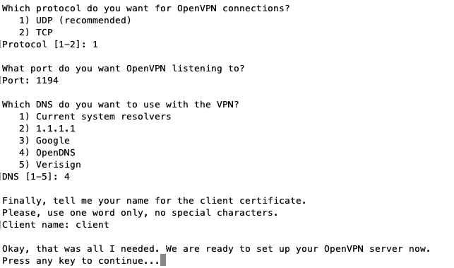 open vpn code