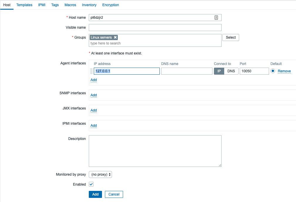 Enter the server hostname, IP address