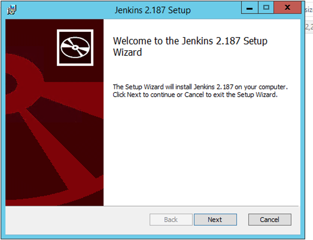 First window in the Jenkins install process.