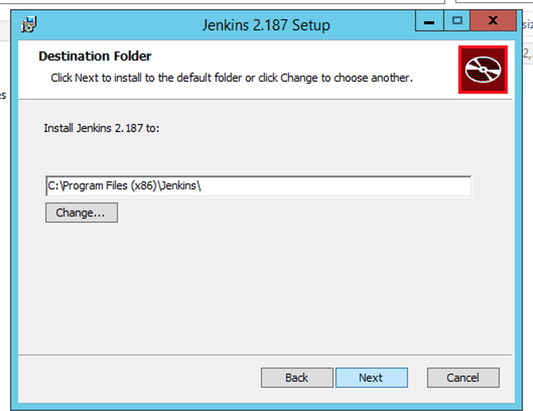 Select the directory for installing Jenkins