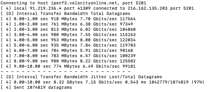 10Gbps server test speed