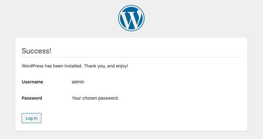 wordpress is now installed